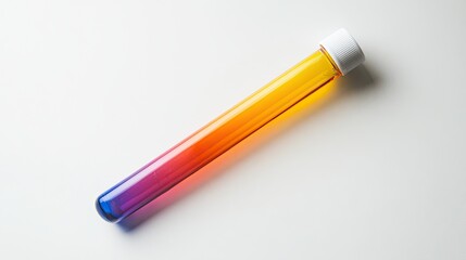 Color sample in a test tube on a white background 