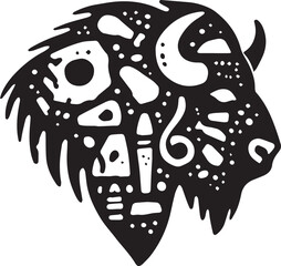 Bison head silhouette cave art symbols