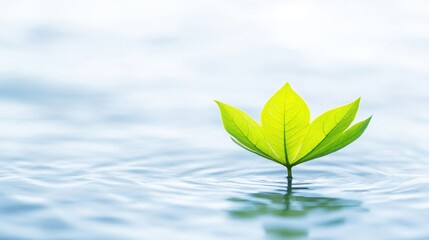 Close-Up of a Lotus Leaf Floating on Water