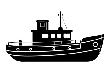Obraz premium Tugboat side view silhouette