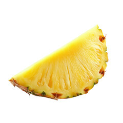 Freshly cut pineapple slice displayed on a clean white background, showcasing vibrant color and texture