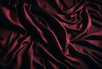 Obraz premium Elegant Black and Burgundy Satin Background Luxurious Silky Drapery with Shimmer