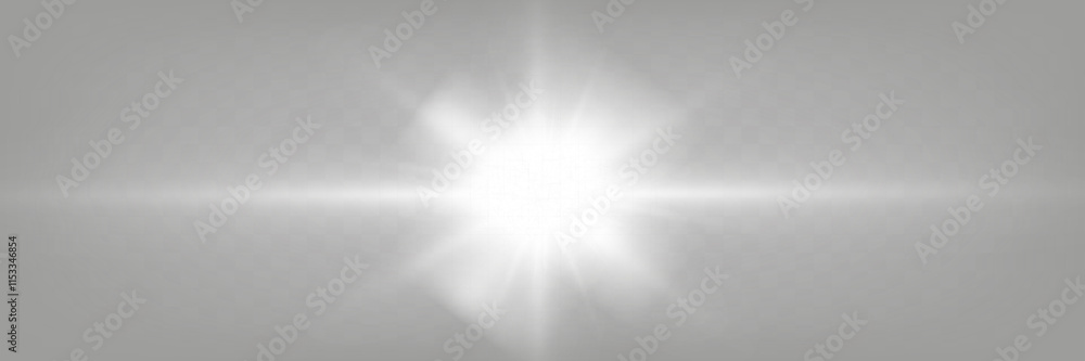 Wall mural bright glowing light burst with soft edges and subtle rays on a transparent background, suitable for
