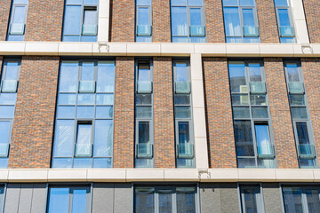 Facade of a modern residential building, building texture