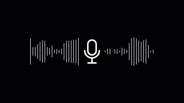   Podcast microphone audio sound waveform animation, Animated sound waveform spectrum motion graphic animation 4k, Voice chat, Voice mail, Speech waves Podcast microphone audio sound waveform animatic