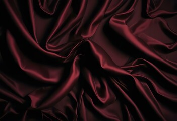 Fototapeta premium Elegant Black and Burgundy Satin Background Luxurious Silky Drapery with Shimmer