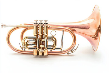 Fototapeta premium brass flugelhorn with elegant curves and shiny finish isolated design on white background