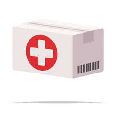 Cardboard box of medicine package vector isolated illustration