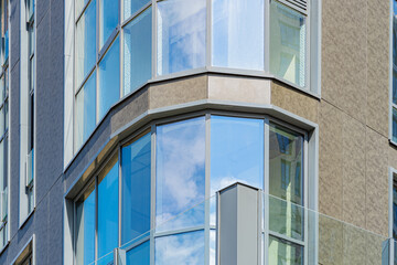 Facade of a modern residential building, building texture