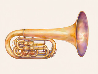 Obraz premium Radiant watercolor sousaphone with coiled brass design isolated design on white background
