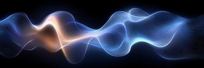 Obraz premium Glowing Blue Wave: Fluid Dynamics Abstract