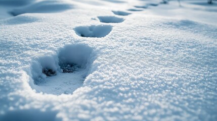 Obraz premium Winter Footprints in Pristine Snow Landscape