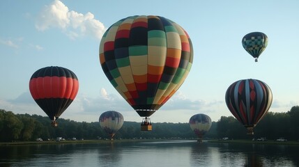 Fototapeta premium Balloon Flight. Wellness retreat Esg etf Squarespace designer fintech heic protobuf Telegram channel Togetherall Viator Nitropack Colorful hot air balloons over lake during clear sky m