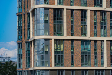 Facade of a modern residential building, building texture