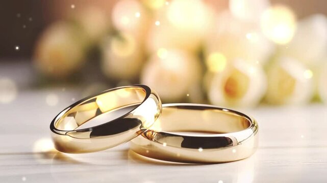 wedding rings on the mirror, golden wedding rings, jewellery, wedding, marriage, love, engagement, romance, celebration, couple, symbol, ceremony - Powered by Adobe