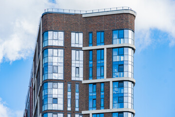 Facade of a modern residential building, building texture