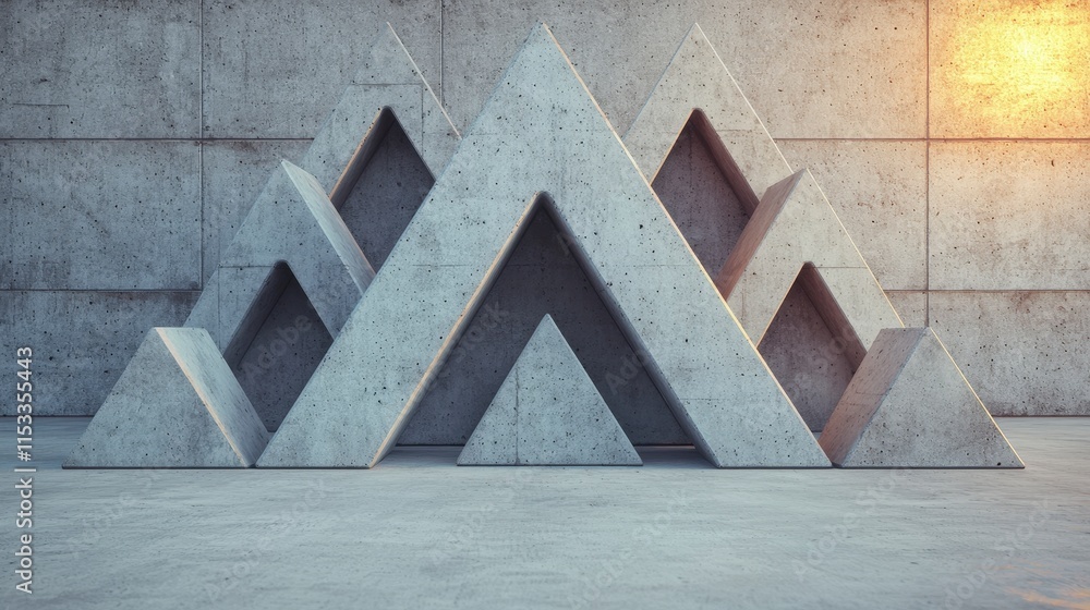 Poster abstract concrete geometric structure architectural design 3d render futuristic backgro