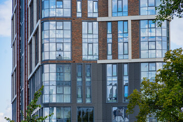 Facade of a modern residential building, building texture
