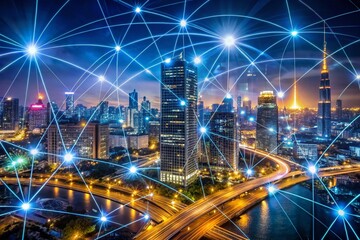 Fototapeta premium Smart Home IoT Network: Connected Devices & Data Flow Visualization