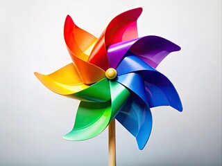 Colorful spinning pinwheels create a vibrant, geometric circular design in this digital artwork.