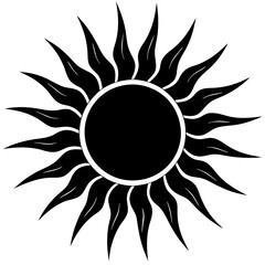 Sun silhouette vector on white background.
