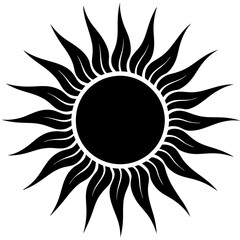 Sun silhouette vector on white background.