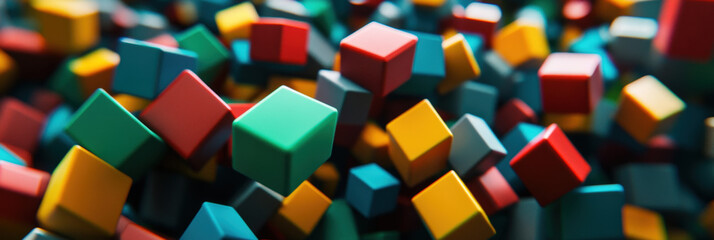 Obraz premium Colorful 3D Cubes in Random Arrangement