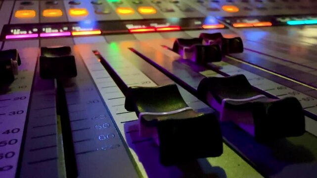 Audio Sound Mixing Board Desk Music Studio Levels Decibels Engineer two sliders