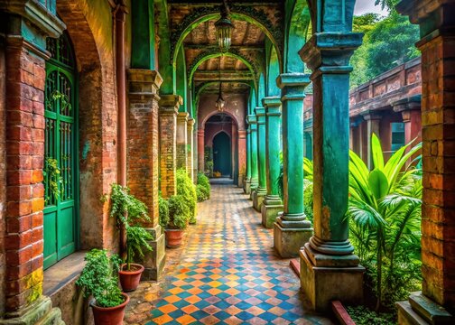Sonargaon Folk Art Museum: Scenic Outdoor Walkway,  Urban Exploration Photography