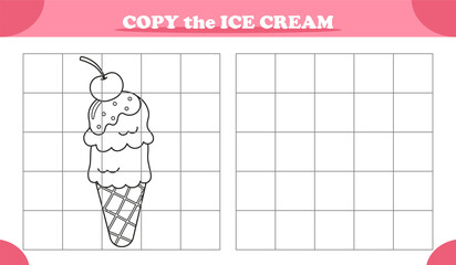 Copy the picture activity game for kids featuring ice cream