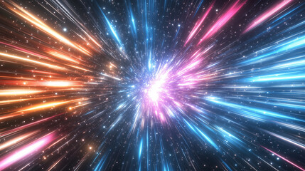 Naklejka premium Explosive bursts of light in a cosmic background during a colorful display of energy