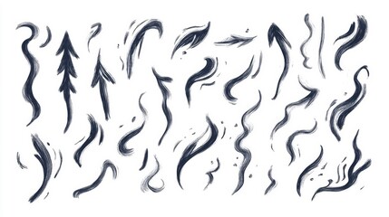 Abstract Collection Of Hand Drawn Brush Strokes And Arrows