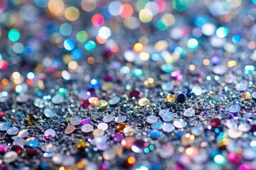 Naklejka premium Sparkling Silver Confetti Background: Festive Shimmer Texture for Holiday Designs