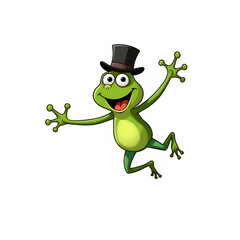 Fototapeta premium Dancing Frog, happy Frog, playful Frog, excited Frog, enjoying Frog, Frog on white background