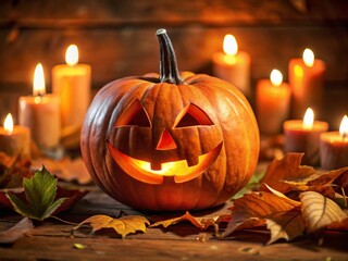 Spooky Halloween Jack-o'-Lantern with High Depth of Field - Festive Autumn Decoration