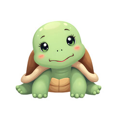Obraz premium Shy Turtle, cartoon Turtle, playful Turtle smiling Turtle happy Turtle, Turtle on white background