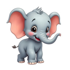 Fototapeta premium Smiling Elephant, cartoon Elephant, playful Elephant, happy Elephant, Elephant on white background