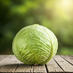 Fototapeta premium Fresh cabbage on a wooden surface