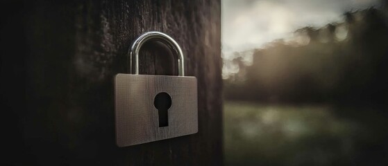 Secure Padlock on Wood  Privacy  Safety  Protection Concept