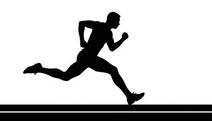 Dynamic silhouette of a runner in motion against a stark background conveys the essence of speed and athleticism during sunset