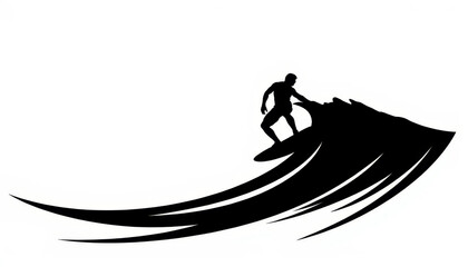 Fototapeta premium Surfing silhouette capturing the thrill of riding the waves at sunset