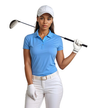 Young light skin girl posing with a golf club over her shoulder