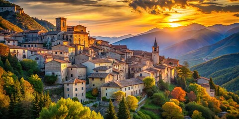 Stunning High-Definition Panoramic View of Pacentro, Abruzzo, Italy Mountain Village