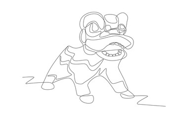 Dragon dances concept one-line drawing