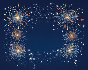 Fototapeta premium Celebration Template with Fireworks in the Sky and Copy Space