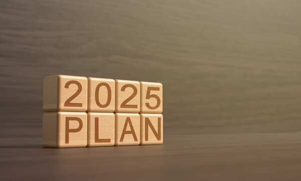 2025 Cube block wooden square copy space planning strategy business goal growth change success ytime new year 2025 planner future target management achievement start innovation progress motivation hr