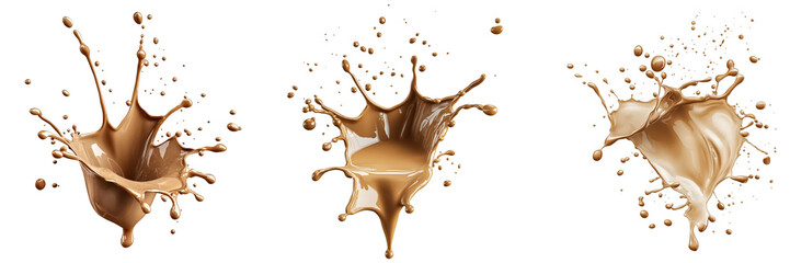 Coffee milk splashing on transparent background