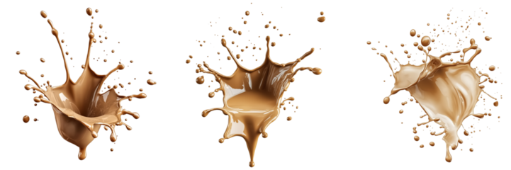 Coffee milk splashing on transparent background