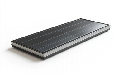 A single 3D-rendered solar panel lying flat with visible cell alignment and realistic metallic borders, isolated on white