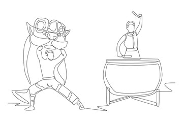 Dragon dances concept one-line drawing